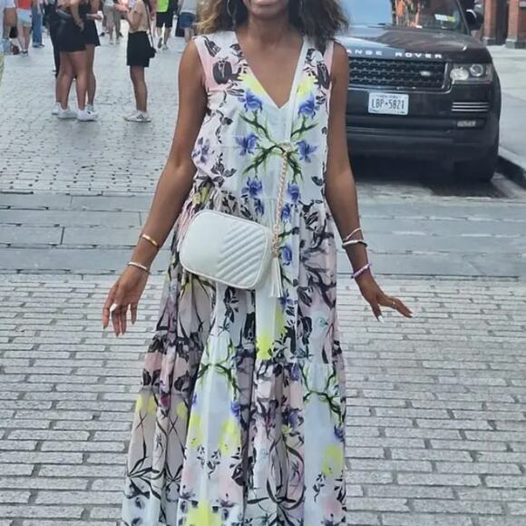 Bibhu Mohapatra Floral Tiered Ruffle Maxi Dress XS Cottage Cotton Sundress $475 - Picture 6 of 12